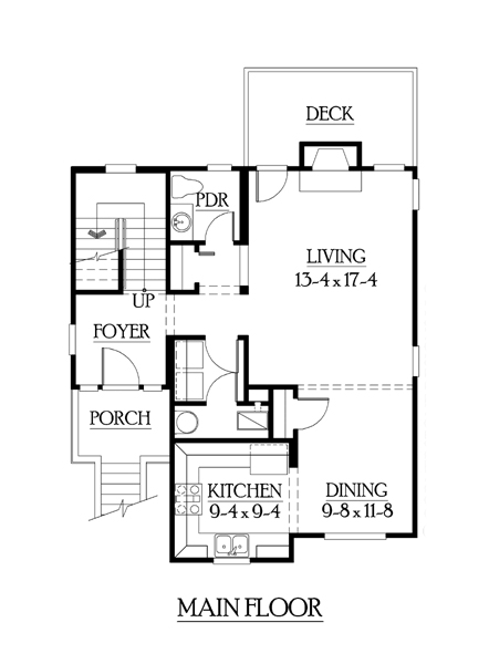 Craftsman Narrow Lot Level One of Plan 87411