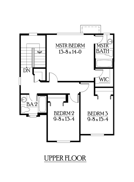 Craftsman Narrow Lot Level Two of Plan 87411