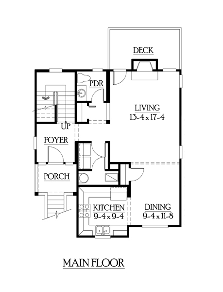 Craftsman Narrow Lot Level One of Plan 87412