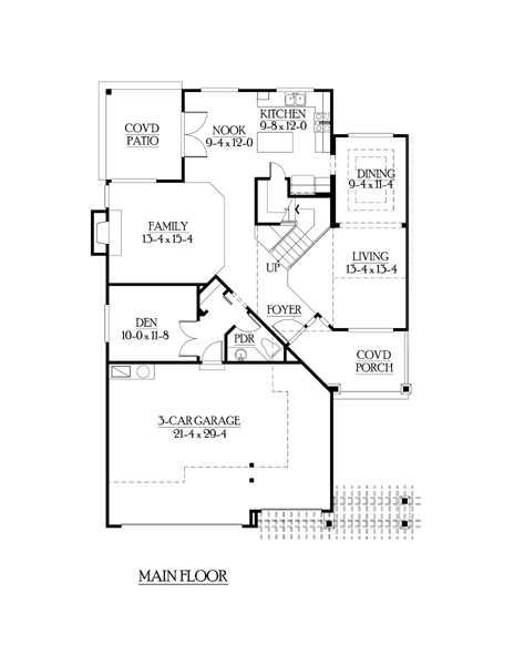 Country Craftsman Level One of Plan 87420