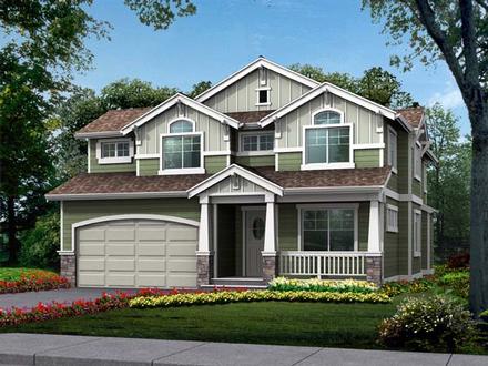 Country Craftsman Elevation of Plan 87421