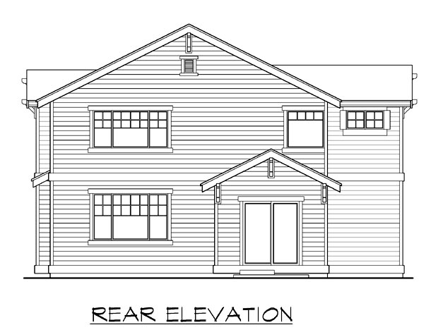 Country Craftsman Rear Elevation of Plan 87421