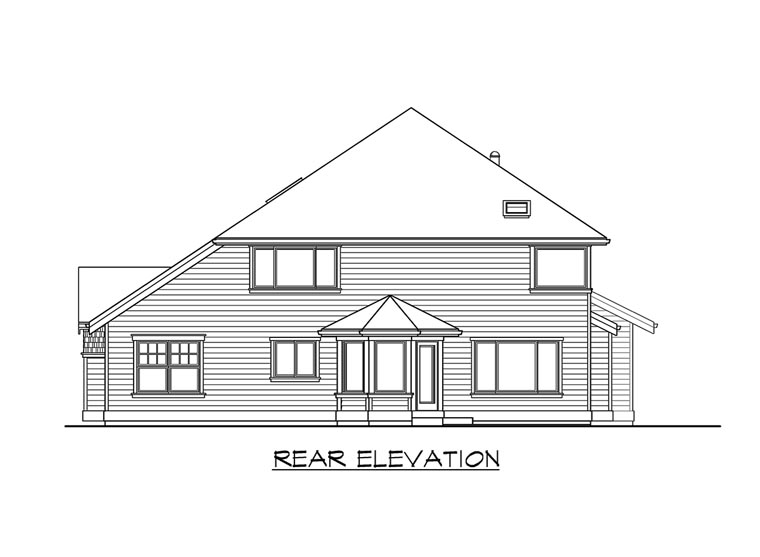 Traditional Rear Elevation of Plan 87423