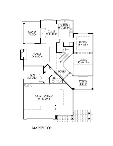 Country Craftsman Traditional Level One of Plan 87426