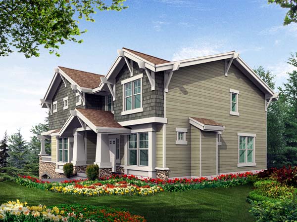 Craftsman Rear Elevation of Plan 87439