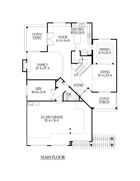 Craftsman Traditional Level One of Plan 87441