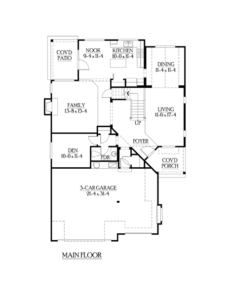 Farmhouse Level One of Plan 87442