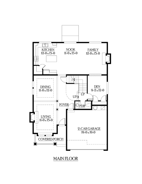 Bungalow Craftsman Level One of Plan 87451