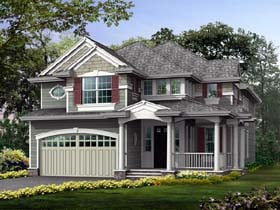 Colonial Traditional Elevation of Plan 87455