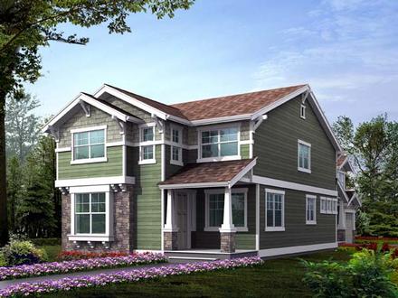 Country Craftsman Narrow Lot Elevation of Plan 87461