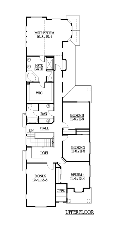 Country Craftsman Narrow Lot Level Two of Plan 87462