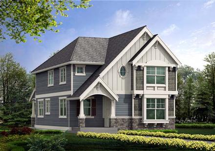 Craftsman Narrow Lot Tudor Elevation of Plan 87463