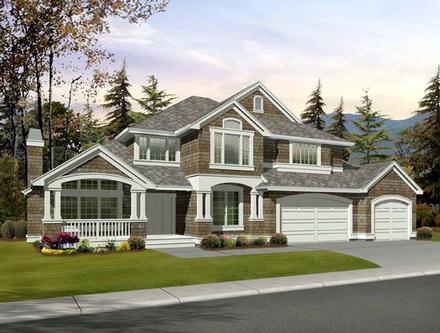 Country Craftsman Elevation of Plan 87466
