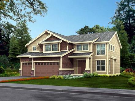 Country Craftsman Elevation of Plan 87470