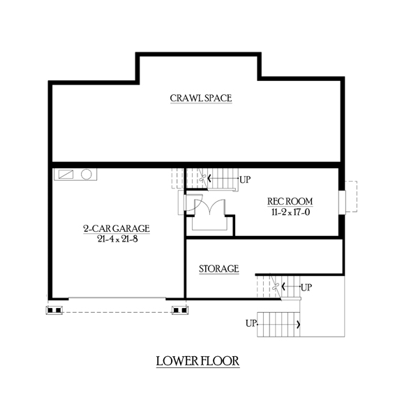 Country Craftsman Lower Level of Plan 87474