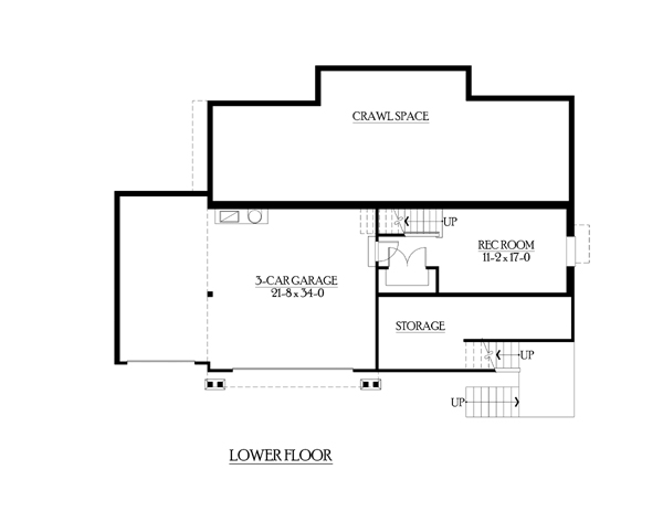 Country Craftsman Lower Level of Plan 87475