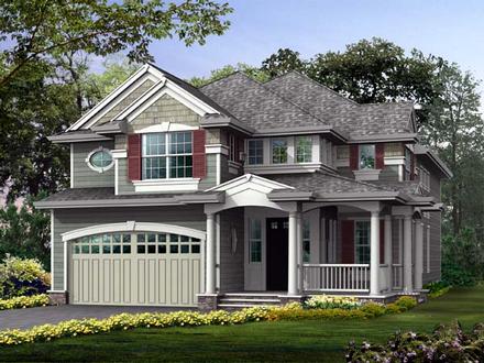 Country Craftsman Narrow Lot Elevation of Plan 87478