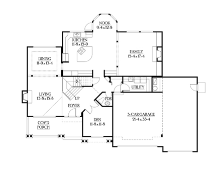 House Plan 87481 First Level Plan