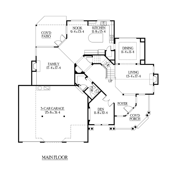Country Craftsman Level One of Plan 87482