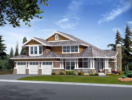 Country Craftsman Elevation of Plan 87482