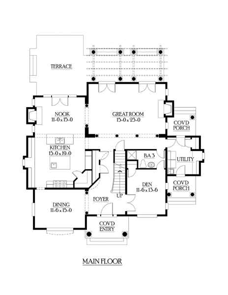 Country Craftsman Level One of Plan 87483