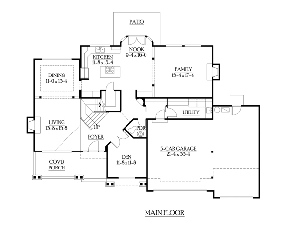 Country Craftsman Level One of Plan 87485