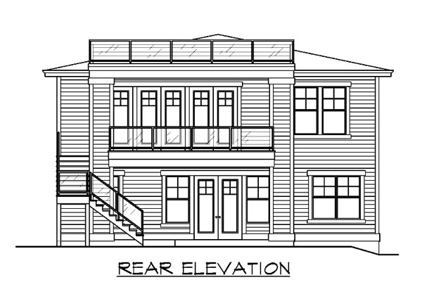 Craftsman Rear Elevation of Plan 87495