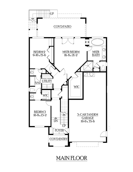 Contemporary Craftsman Traditional Level One of Plan 87496