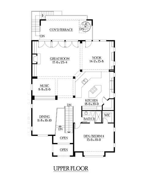 Contemporary Craftsman Traditional Level Two of Plan 87496