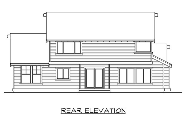 Bungalow Craftsman Rear Elevation of Plan 87500