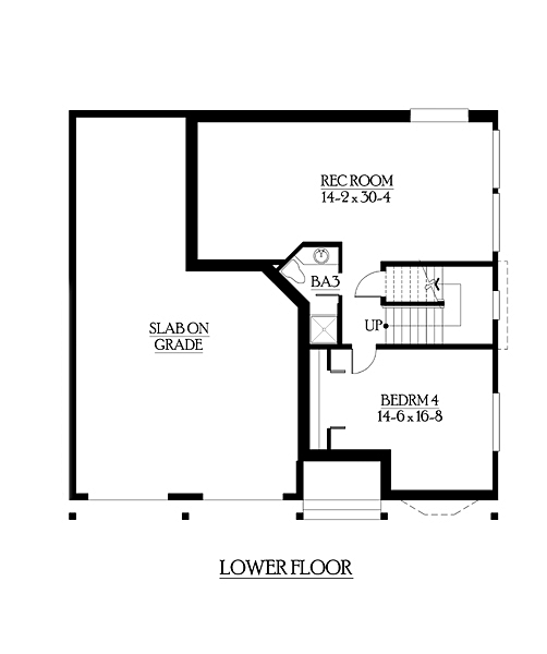 Southwest Traditional Lower Level of Plan 87504