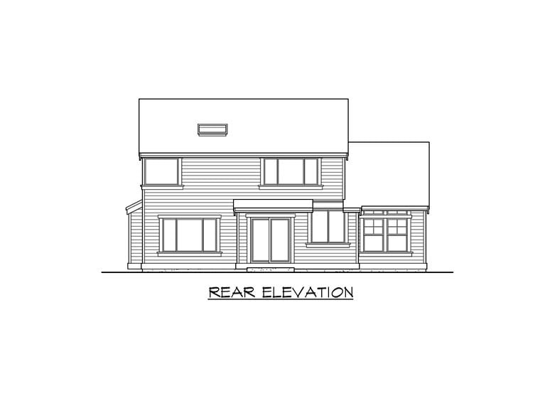 Traditional Rear Elevation of Plan 87505