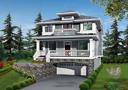 Narrow Lot Elevation of Plan 87514