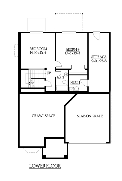 Craftsman Lower Level of Plan 87519