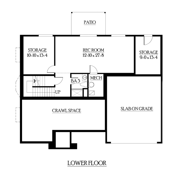 Craftsman Victorian Lower Level of Plan 87527