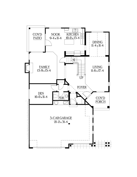 Craftsman Traditional Level One of Plan 87532