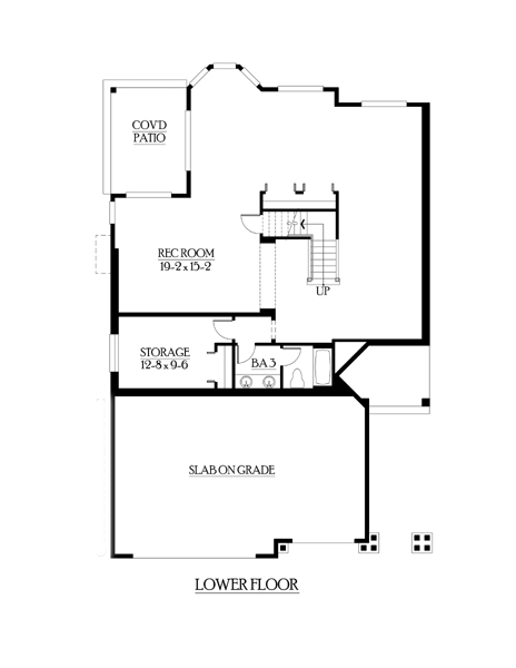 Craftsman Traditional Lower Level of Plan 87533