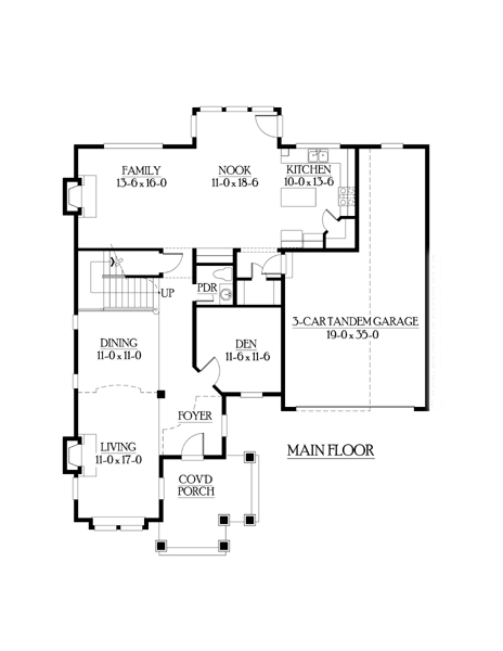 Craftsman Southwest Tuscan Level One of Plan 87536