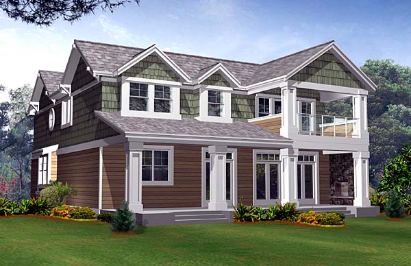 Craftsman Rear Elevation of Plan 87538