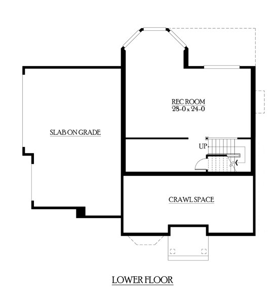 Craftsman Traditional Lower Level of Plan 87542