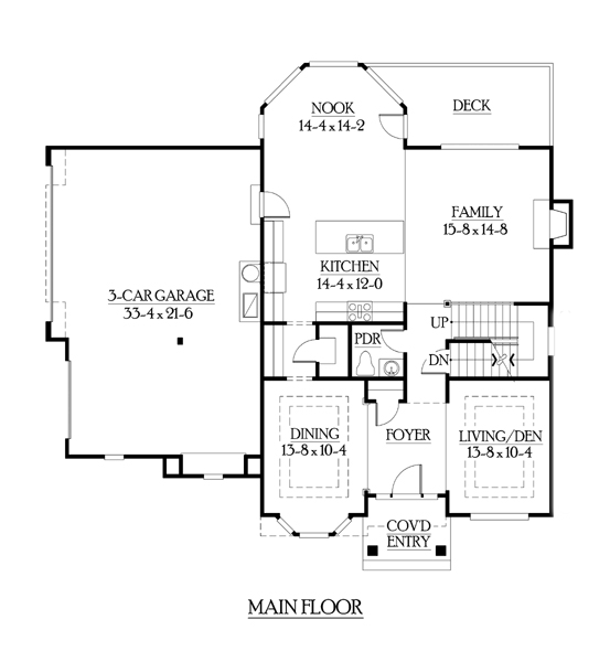Craftsman Traditional Level One of Plan 87542