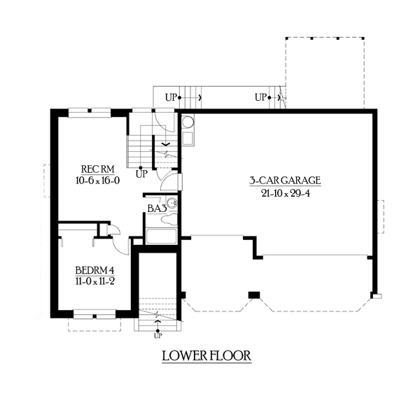 Traditional Lower Level of Plan 87548