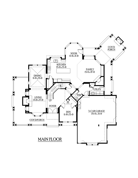 Country Farmhouse Level One of Plan 87564