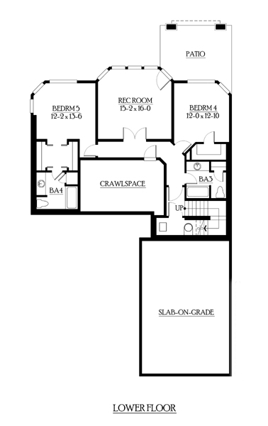 Contemporary Craftsman Lower Level of Plan 87577