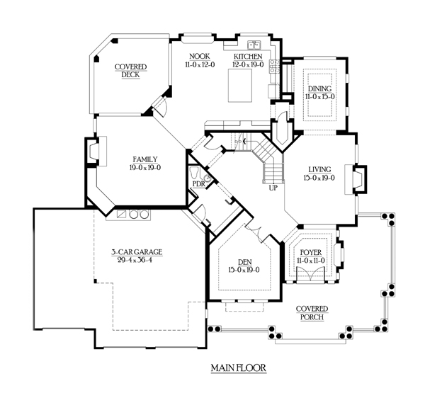 Country Craftsman Farmhouse Level One of Plan 87585