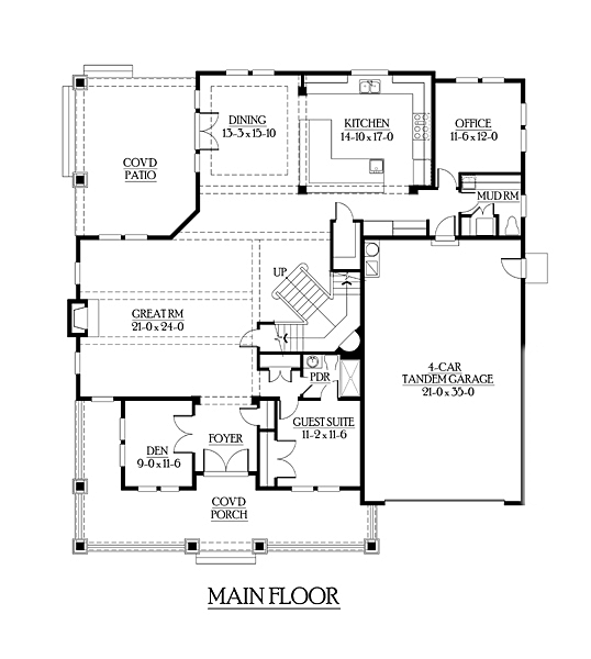 Bungalow Level One of Plan 87590