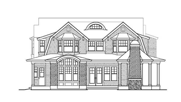 Craftsman Rear Elevation of Plan 87591