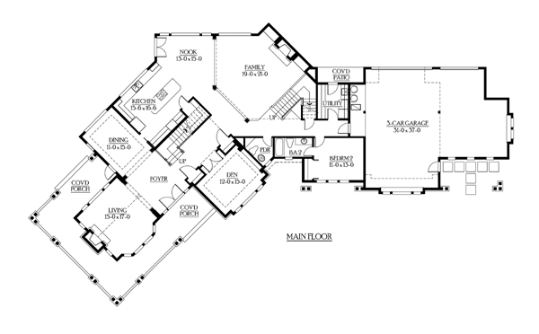 Country Farmhouse Level One of Plan 87601