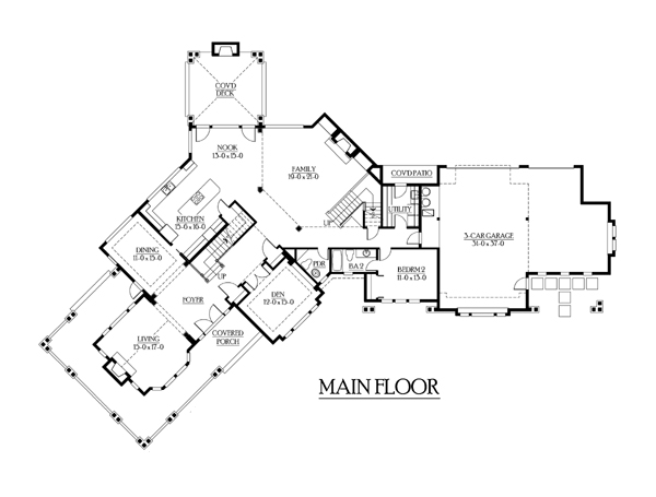 Country Farmhouse Level One of Plan 87602