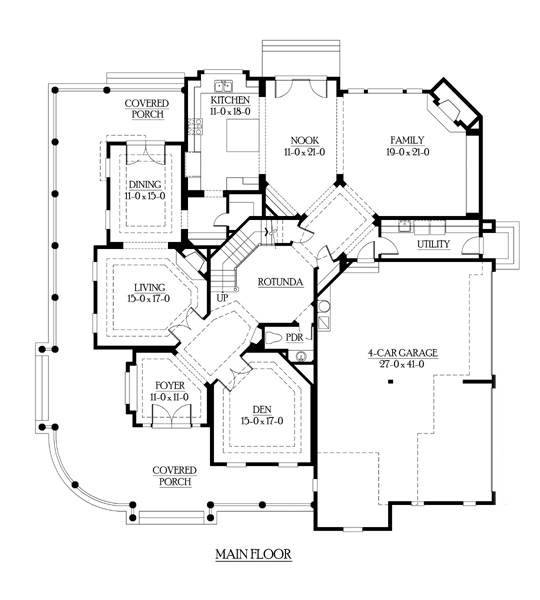 Farmhouse Level One of Plan 87608